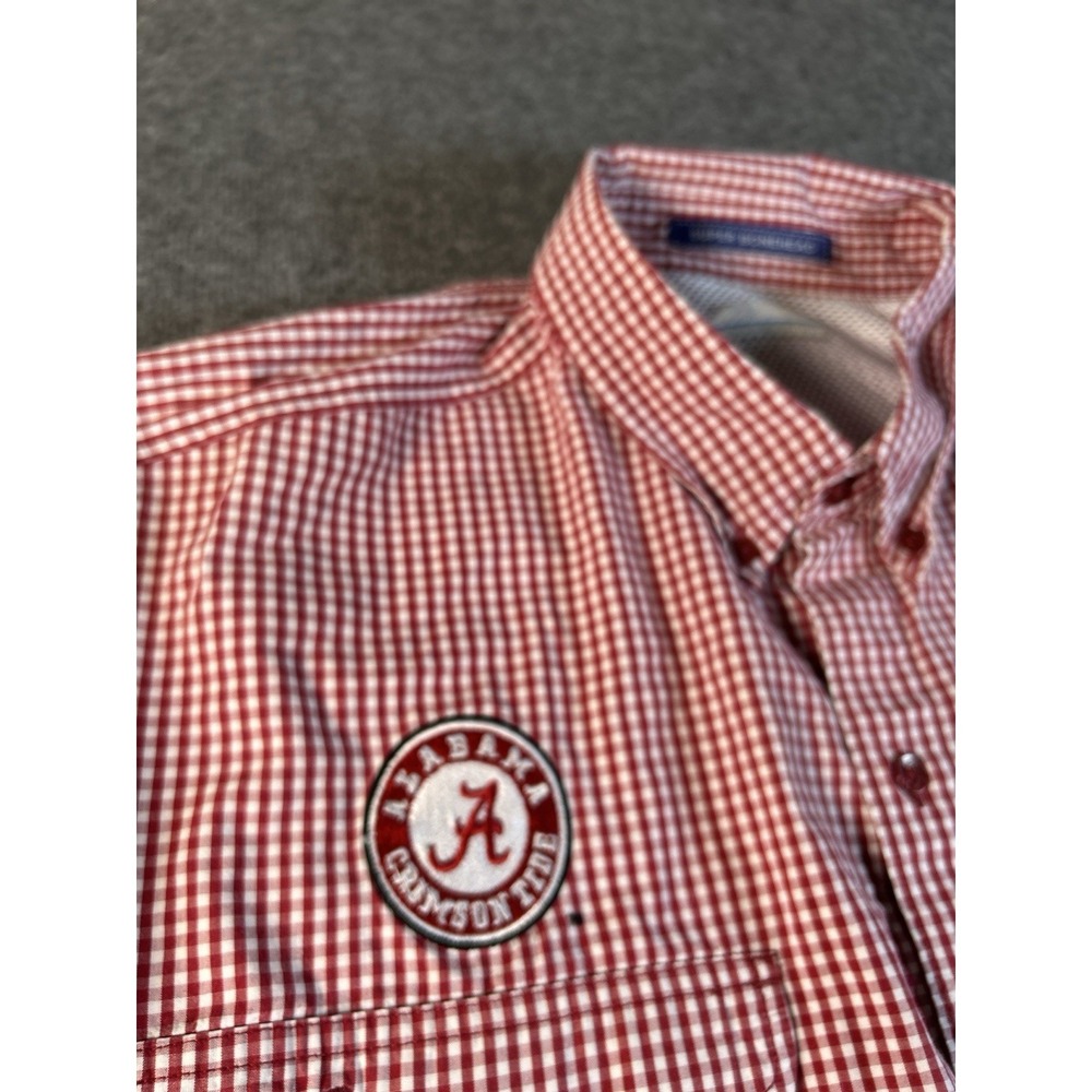 Alabama Crimson Tide Columbia PFG Fishing Shirt Men XXL Red Gingham Long Sleeve